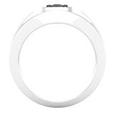 0.75 Carat (ctw) Round Black Diamond Mens Solitaire Wedding Band 3/4 CT Sterling Silver
