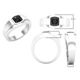 0.75 Carat (ctw) Round Black Diamond Mens Solitaire Wedding Band 3/4 CT Sterling Silver