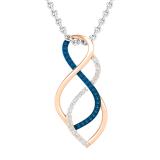 0.10 Carat (ctw) Round Blue & White Diamond Ladies Infinity Swirl Pendant 1/10 CT 10K Rose Gold