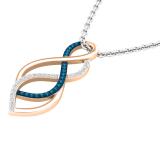 0.10 Carat (ctw) Round Blue & White Diamond Ladies Infinity Swirl Pendant 1/10 CT 10K Rose Gold