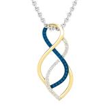 0.10 Carat (ctw) Round Blue & White Diamond Ladies Infinity Swirl Pendant 1/10 CT, 10K Yellow Gold