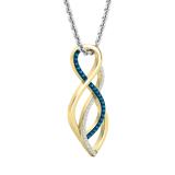 0.10 Carat (ctw) Round Blue & White Diamond Ladies Infinity Swirl Pendant 1/10 CT, 10K Yellow Gold