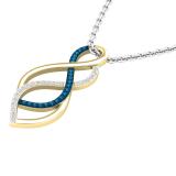 0.10 Carat (ctw) Round Blue & White Diamond Ladies Infinity Swirl Pendant 1/10 CT, 10K Yellow Gold