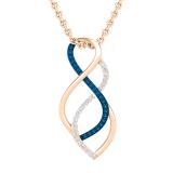 0.10 Carat (ctw) Round Blue & White Diamond Ladies Infinity Swirl Pendant 1/10 CT, 18K Rose Gold