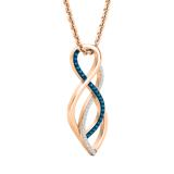 0.10 Carat (ctw) Round Blue & White Diamond Ladies Infinity Swirl Pendant 1/10 CT, 18K Rose Gold