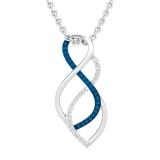 0.10 Carat (ctw) Round Blue & White Diamond Ladies Infinity Swirl Pendant 1/10 CT, 18K White Gold