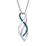 0.10 Carat (ctw) Round Blue & White Diamond Ladies Infinity Swirl Pendant 1/10 CT, 18K White Gold
