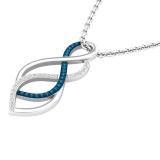 0.10 Carat (ctw) Round Blue & White Diamond Ladies Infinity Swirl Pendant 1/10 CT, 18K White Gold
