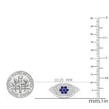 Round Blue Sapphire & White Diamond Ladies Eye Stud Earrings 10K White Gold