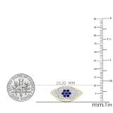 Round Blue Sapphire & White Diamond Ladies Eye Stud Earrings 14K Yellow Gold