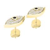 0.13 Carat (ctw) Round Black & White Diamond Evil Eye Stud Earrings 10K Yellow Gold