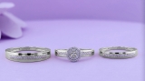 0.27 Carat (ctw) Round White Diamond Men & Women's Engagement Ring Trio Set 1/4 CT 14K White Gold