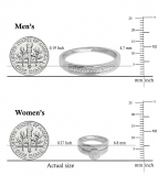 0.27 Carat (ctw) Round White Diamond Men & Women's Engagement Ring Trio Set 1/4 CT 14K White Gold