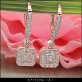 0.30 Carat (ctw) Round Diamond Ladies Octagon Shape Dangling Drop Earrings 1/3 CT 18K Rose Gold