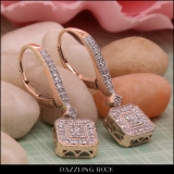0.30 Carat (ctw) Round Diamond Ladies Octagon Shape Dangling Drop Earrings 1/3 CT 18K Rose Gold