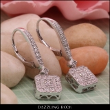 0.30 Carat (ctw) Round Diamond Ladies Octagon Shape Dangling Drop Earrings 1/3 CT Sterling Silver