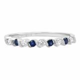 Round Blue Sapphire & White Diamond Ladies Bridal Anniversary Wedding Band 10K White Gold