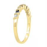Round Blue Sapphire & White Diamond Ladies Bridal Anniversary Wedding Band 10K Yellow Gold