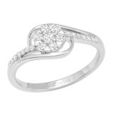 0.35 Carat (ctw) Round White Diamond Ladies Cluster Flower Engagement Ring 1/3 CT 10K White Gold