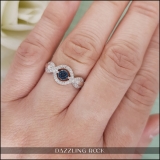 0.25 Carat (ctw) Round Blue & White Diamond Ladies Swirl Engagement Ring 1/4 CT Sterling Silver