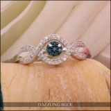 0.25 Carat (ctw) Round Blue & White Diamond Ladies Swirl Engagement Ring 1/4 CT Sterling Silver