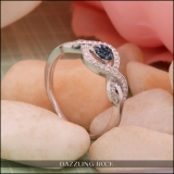 0.25 Carat (ctw) Round Blue & White Diamond Ladies Swirl Engagement Ring 1/4 CT Sterling Silver