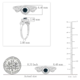 0.25 Carat (ctw) Round Blue & White Diamond Ladies Swirl Engagement Ring 1/4 CT Sterling Silver