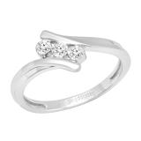 0.08 Carat (ctw) Round White Diamond Ladies Three Stone Bypass Style Engagement Ring Sterling Silver