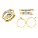 0.10 Carat (ctw) Round Diamond Men's & Women's Engagement Ring Trio Bridal Set 1/10 CT 10K Yellow Gold