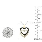 0.10 Carat (ctw) Round Black & White Diamond Ladies Double Heart Pendant 1/10 CT 10K Yellow Gold