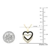 0.10 Carat (ctw) Round Black & White Diamond Ladies Double Heart Pendant 1/10 CT 14K Yellow Gold