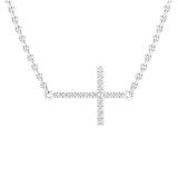 0.05 Carat (ctw) Round White Diamond Ladies Religious Cross Pendant 10K White Gold