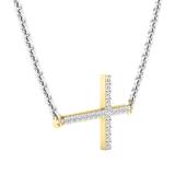 0.05 Carat (ctw) Round White Diamond Ladies Religious Cross Pendant 14K Yellow Gold