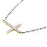0.05 Carat (ctw) Round White Diamond Ladies Religious Cross Pendant 14K Yellow Gold