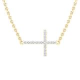 0.05 Carat (ctw) Round White Diamond Ladies Religious Cross Pendant 10K Yellow Gold