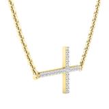 0.05 Carat (ctw) Round White Diamond Ladies Religious Cross Pendant 10K Yellow Gold