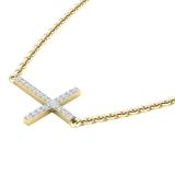 0.05 Carat (ctw) Round White Diamond Ladies Religious Cross Pendant 10K Yellow Gold