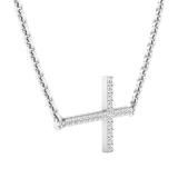 0.05 Carat (ctw) Round White Diamond Ladies Religious Cross Pendant 18K White Gold