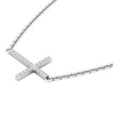 0.05 Carat (ctw) Round White Diamond Ladies Religious Cross Pendant 18K White Gold