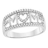 0.30 Carat (ctw) Round White Diamond Ladies Mom Heart Band Ring 1/3 CT 10K White Gold