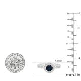 6 MM Round Blue Sapphire & White Diamond Ladies Bridal Halo Style Engagement Ring 14K White Gold