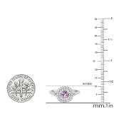 4.5 MM Cushion Amethyst & Round Diamond Ladies Bridal Double Halo Engagement Ring, 10K White Gold