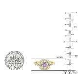 4.5 MM Cushion Amethyst & Round Diamond Ladies Bridal Double Halo Engagement Ring, 10K Yellow Gold