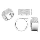 1.03 Carat (ctw) Round White Diamond Bridal Five Row Anniversary Wedding Band 1 CT Sterling Silver