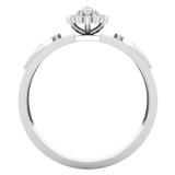 0.10 Carat (ctw) Round White Diamond Bridal Cluster Heart Engagement Ring 1/10 CT Sterling Silver