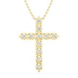 0.50 Carat (ctw) Round Diamond Ladies Cross Pendant 1/2 CT (Gold Chain Included) 14K Yellow Gold