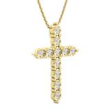 0.50 Carat (ctw) Round Diamond Ladies Cross Pendant 1/2 CT (Gold Chain Included) 14K Yellow Gold