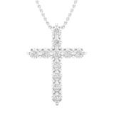 0.50 Carat (ctw) Round Diamond Ladies Cross Pendant 1/2 CT (Silver Chain Included) Sterling Silver