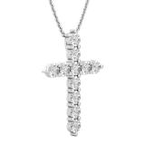 0.50 Carat (ctw) Round Diamond Ladies Cross Pendant 1/2 CT (Silver Chain Included) Sterling Silver