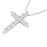 0.50 Carat (ctw) Round Diamond Ladies Cross Pendant 1/2 CT (Silver Chain Included) Sterling Silver